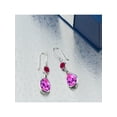thumbnail image 3 of Gem Stone King 12.70 Ct Pink Created Sapphire Red Created Ruby 925 Sterling Silver Earrings, 3 of 3
