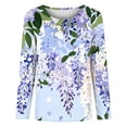 thumbnail image 5 of DDAPJ pyju Womens Tops 3/4 Sleeve Shirts Round Neck Loose Casual Blouses Floral Print Tshirts Purple XXL, 5 of 6