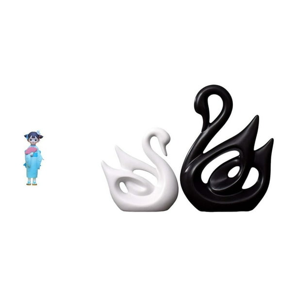 Figura De Cisne Geisha De Resina De Porcelana Con Kimono Asiático, Escultura Coleccionable Para Casa De Muñecas, Elegante Decoración Animal Para Cumpleaños, Oficina, Hogar Y Tienda De