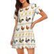 thumbnail image 1 of Balery Funny Chicken Camisón de manga corta con cuello redondo para mujer, cómodo y elegante., 1 of 6