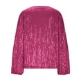 thumbnail image 4 of Erwazi Sparkly Sequin Long Sleeve T-shirt for Women V Neck Disco Shirts Club Trendy Outfits, 4 of 9