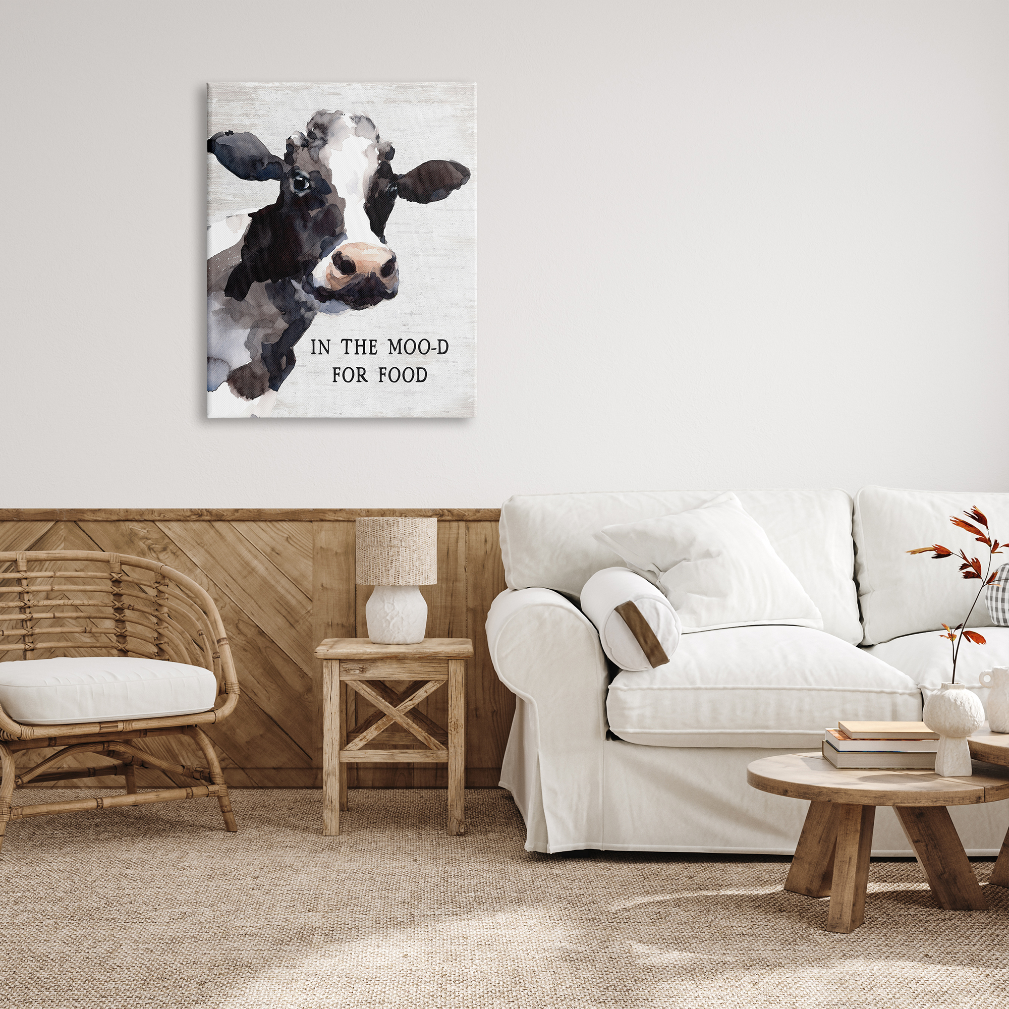 Stupell Industries In the Moo-d For Food Funny Kitchen Cow, 30 x 40, Design by Lettered and Lined