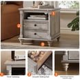 thumbnail image 3 of OKD Farmhouse Nightstand, 3 Drawer Wood Side Table with Charging Station for Bedroom, Living Room, Light Rustic Oak, 3 of 8