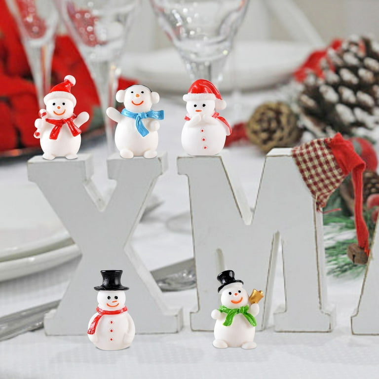 10pcs Mini Snowman Figurines Christmas Scene Resin Tiny Snowman Decoration, Size: 2x1.2x1cm