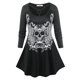 thumbnail image 1 of Camiseta con Anillo Cruzado con Estampado de Calavera de Talla Extra Grande Rosegal Mangas largas de talla grande, 1 of 5