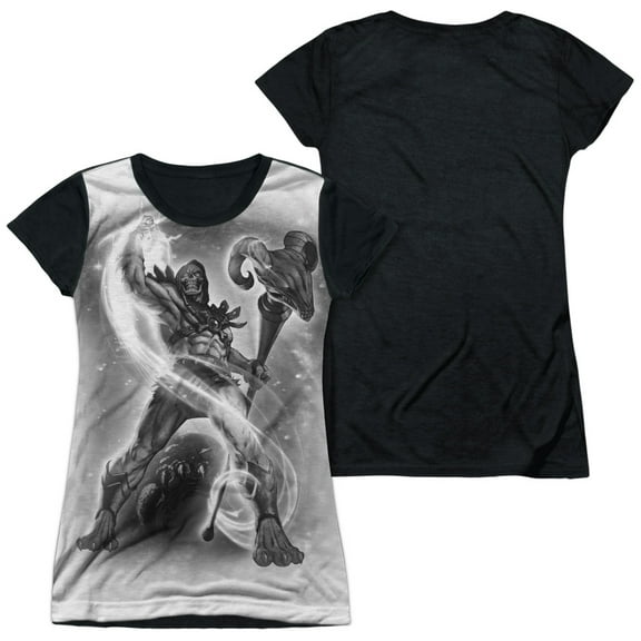 Masters Of The Universe - Skeletor B&W - Juniors Teen Girls Black Back Sleeve Shirt - X-Large