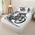 thumbnail image 2 of Manfei Speed Motorcycle Zipper Twin Comforter Sets with Fitted Sheet and 2 Pillowcases,Checkerboard Print Zipper Bedding Set,White,Reversible,4pcs, 2 of 8