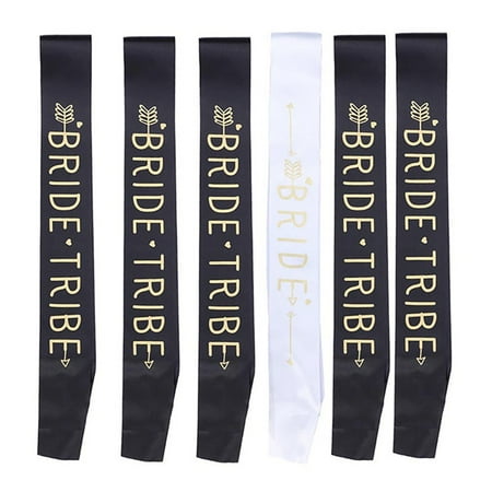 Fancyleo 1 set White BRIDE/Black Bride Tribe Sash Wedding Party Decoration Bridesmaid Sash Bachelorette Party Supplies