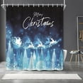 thumbnail image 4 of 72x72inch Merry Christmas Shower Curtain White Christmas Reindeer Sleigh Santa Claus Curtain for Bathroom Sparkly Dots Romantic Winter Night Dreamy Pine Forest Elk Bokeh Decor with Hooks, 4 of 6