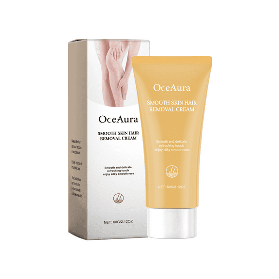 OceAura Gentle Skin Depilatory Cream - Moisturizing Hair Removal with Avocado & Witch Hazel, 60g