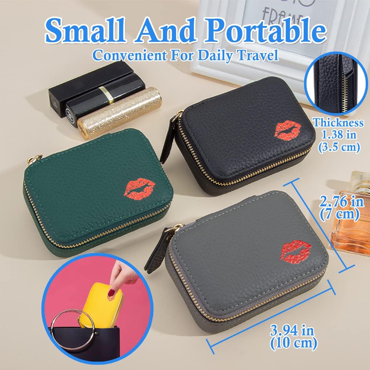 Mini Pochette / Trousse De Maquillage En Cuir Rouge - Neuf Avec étiquettes