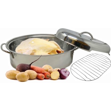 Stainless Steel Roaster Pan Extra Large & Lightweight | With Induction Lid