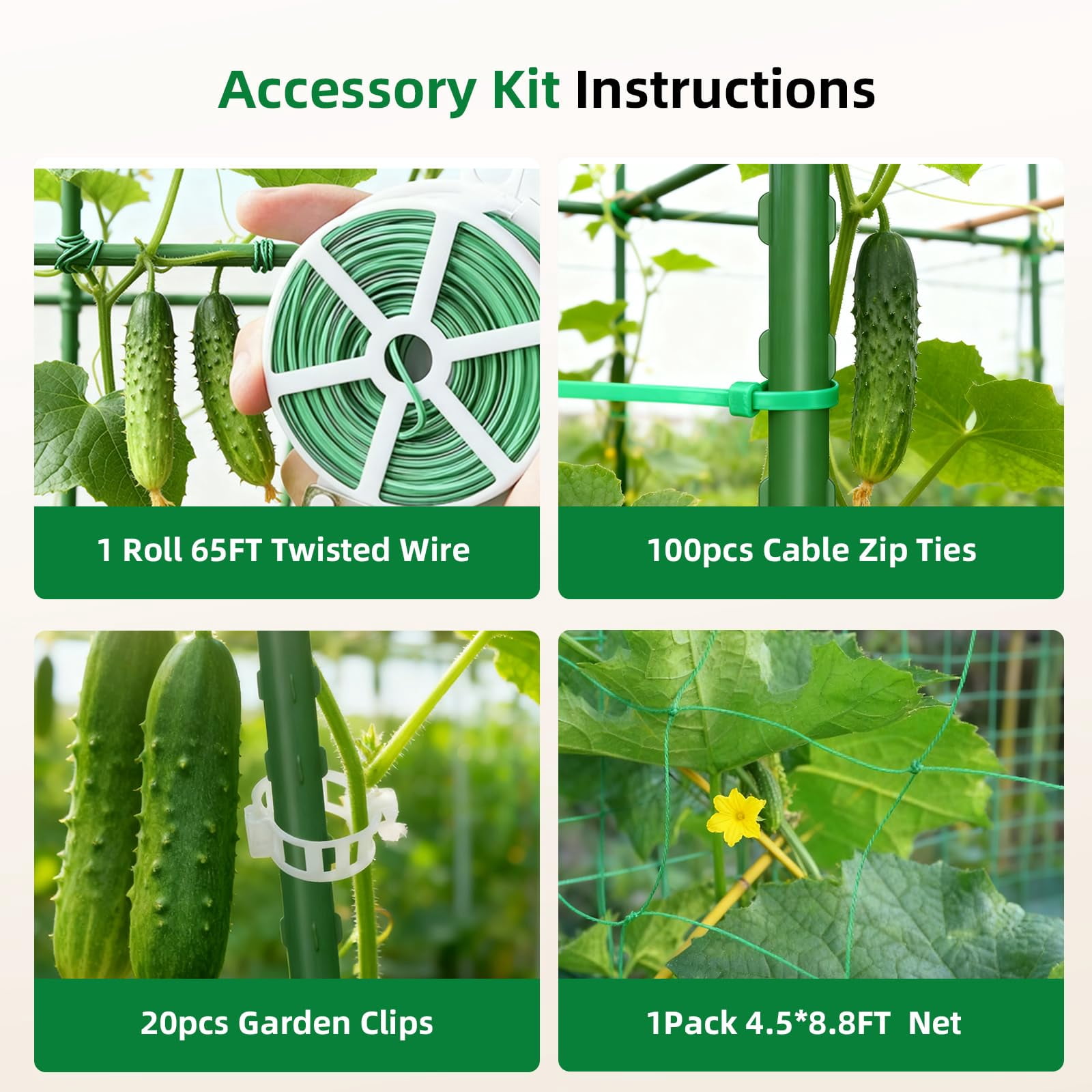 Cucumber Trellis For Raised Bed  U-shape Garden Arch Metal Support Climbing Plants Plant Vegetables Vine (green 31.5 * 30 47inch(l*w*h))