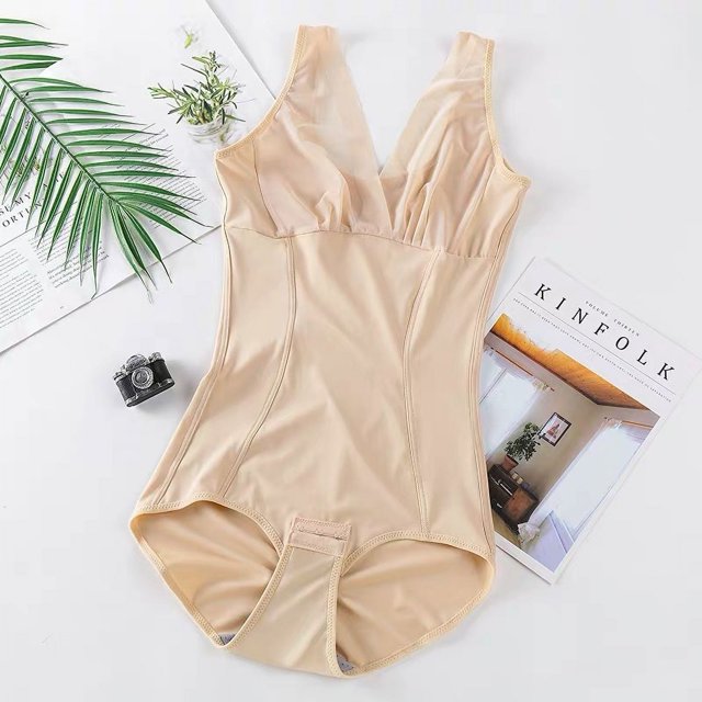 Ropa moldeadora de una pieza con escote en V fino para posparto de verano, ropa moldeadora de vientre, corsé, ropa interior de belleza corporal, seda de hielo transpirable