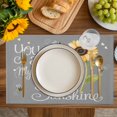 thumbnail image 4 of You Are My Sunshine Placemats Set of 4, Yellow Sunflowers Cute Bees Heart Grey Placemats for Dining Table, Place Mats for Kitchen Tabletop, Waterproof Wipeable Dining Table Mats Set, 4 of 9