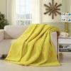 DaDa Bedding Tuscan Sun Reversible Soft Stitched Sherpa Backside Quilted Ultra Sonic Throw Blanket - Bright Vibrant Solid Yellow - Twin