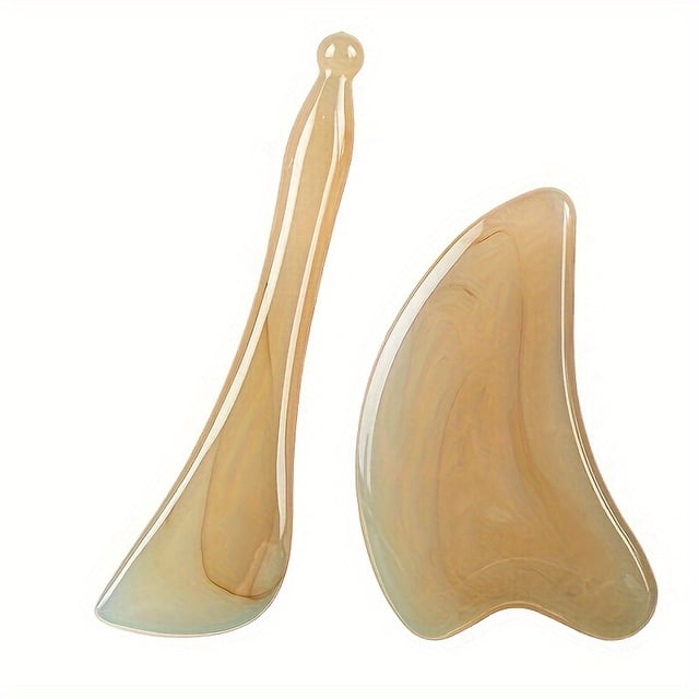 Unisex-Adult Facial Gua Sha Massage Tool Set - Unscented, All Skin Types, Lifting and Firming Eye and Face Beauty Stick - Natural Jade Scraping Board for Acupuncture and Wrinkle Reduction
