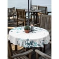 thumbnail image 2 of Outdoor Tablecloth with Umbrella Hole Zipper Teal Blue Leaves Round Tablecloth 54" Waterproof Outside Table Cloth Summer Botanical Patio Table Cover Tablecloths for Picnic Party, 2 of 8