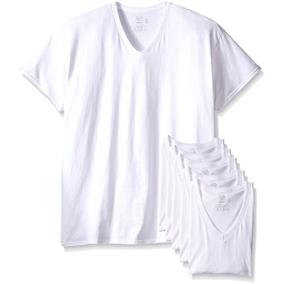 MENS 6 PACK CLASSIC V-NECK T-SHIRTS - WHITE, M, Assorted