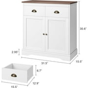 NEILA Farmhouse White Buffet with Storage, Kitchen Sideboard with 2 Doors and 2 Drawers, Wooden Coffee Bar Cabinet with Shelves for Dining Room, Living Room