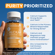 Mulittea Calcium Magnesium Zinc with Vitamin D3, Bone & Teeth Support Supplement, Supports Heart & Immune Health, 120 Capsules