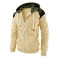 thumbnail image 1 of Men's Casual Fashion Zip Up Hoodie Autumn Winter Patchwork Contrast Ribbed Design Sweatshirt Comfortable Stylish Jacket, 1 of 4