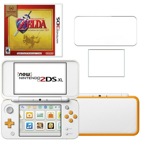 New Nintendo 2DSXL White with Zelda Ocarina of Time and Screen Protector