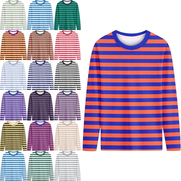 T-Shirt for Girl Striped Shirts Color Block Long Sleeve Tops for School