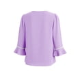 thumbnail image 5 of Tqcoqu Women's 3/4 Sleeve Tops Tunic Casual Pleated V Neck Business Work Blouses Office Shirts,Purple,Women's S-XXL, 5 of 9