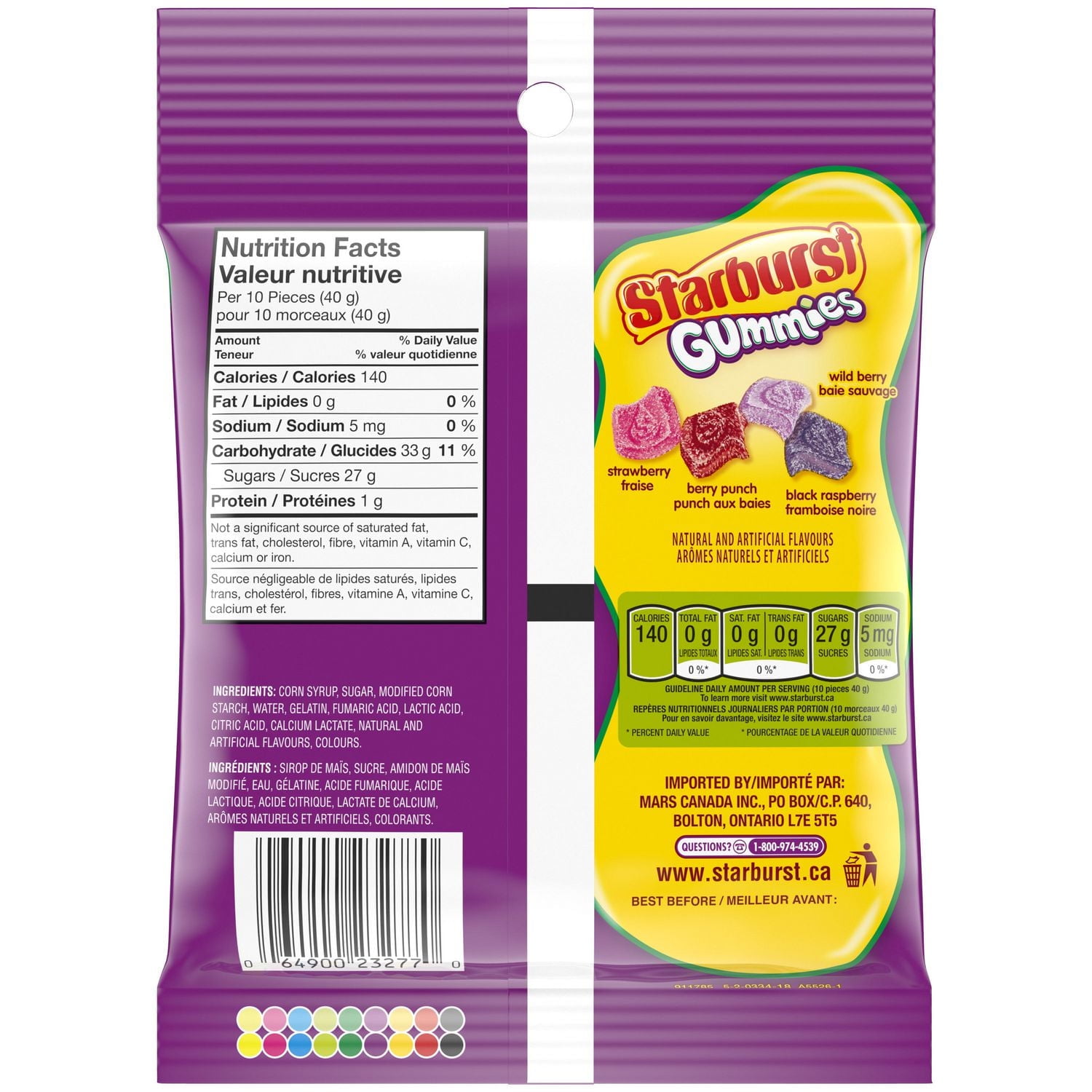 STARBURST, Sour Berries Gummy Candy, Sharing Bag, 164g_en