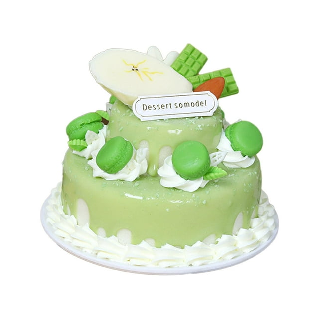 GUOOL Artificial Cake Ornament Faux Cakes Model for Bakery Decoration Props Green