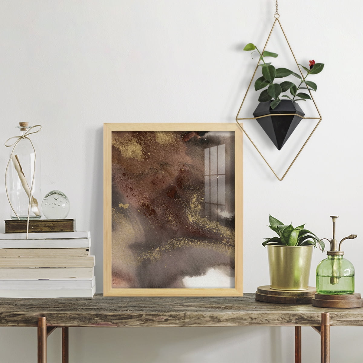 Mountain Seasons IV - Framed Print w/glass - Natural Wood