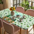 thumbnail image 3 of Happy St. Patrick's Day Table Cloths for 3 Foot Rectangle Tables, Green Gnomes Lucky Leaves Clovers Patio Waterproof Elastic Fitted Tablecloths, Washable Rectangular Table Cover for Camping, 3 of 8