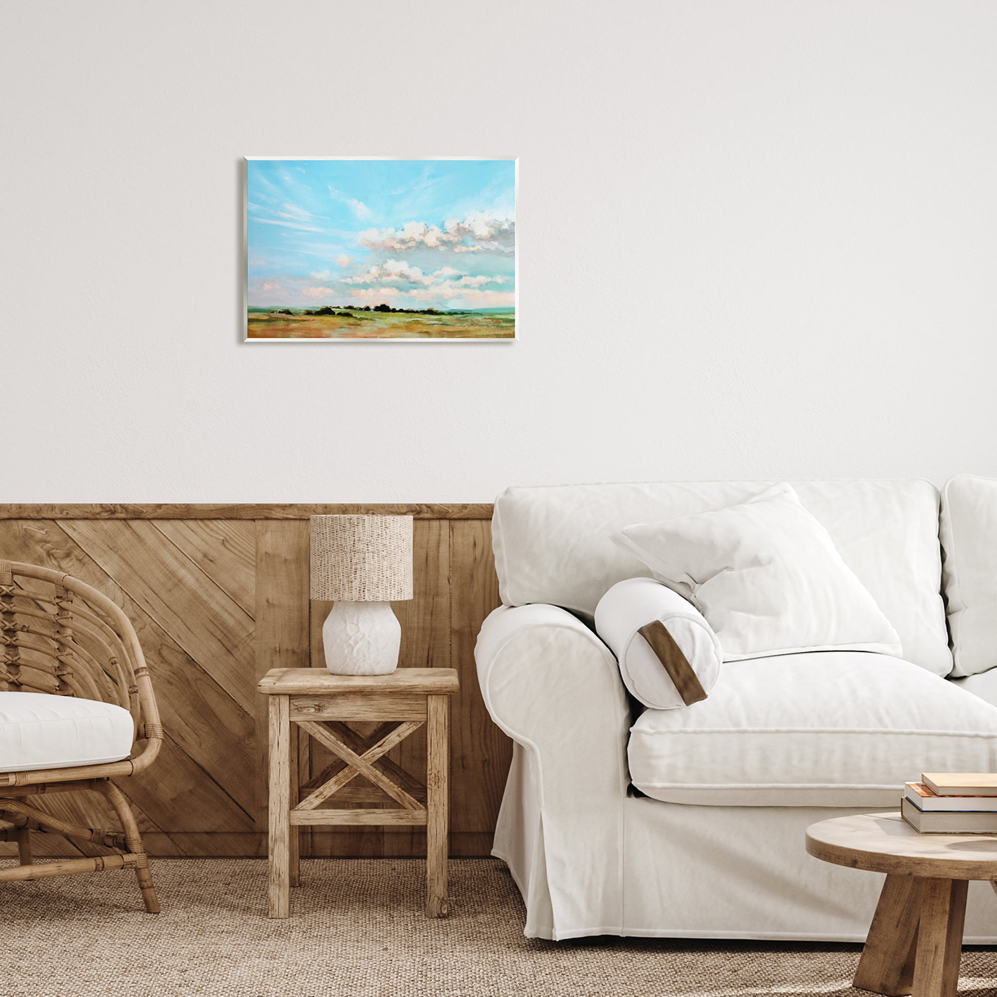 Stupell Industries Cloudy Landscape Painting Nature Painting Unframed Art Print Wall Art, 19 x 13