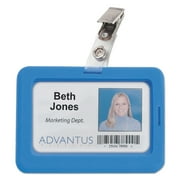 Advantus Rubberized Badge Holder, 2 1/2 x 3 3/4, Horizontal/Vertical, Blue, 5/PK -AVT76398