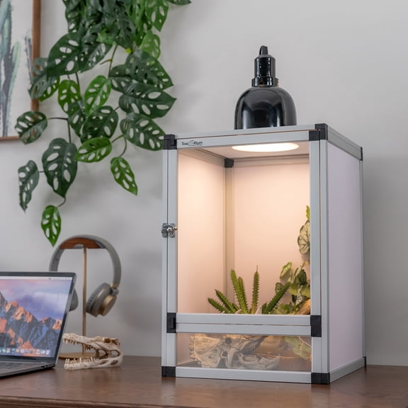 Toxirium 8x8x12 inch Hybrid PVC Reptile Habitat with Screen & Acrylic Doors, Ventilated Terrarium for Gecko, Chameleon, Frog and Small Reptiles
