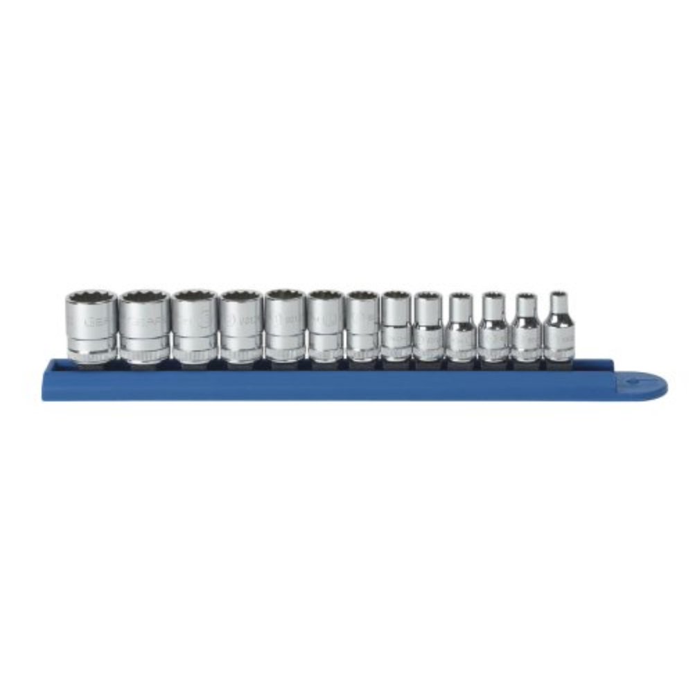 80306 13 Piece 1/4Inch Drive 12 Point Standard Metric Socket Set, Entry Angle guides fastener