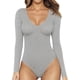 thumbnail image 1 of MANGOPOP Body de Manga Corta con Cuello en V Profundo y Manga Larga para Mujer Ropa, 1 of 4