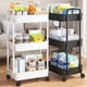 thumbnail image 1 of 3 Tier Storage Rolling Cart Easy to Install Black/White Utility Cart for Kitchen Bathroom Laundry Room, 1 of 4