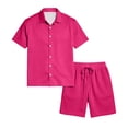 thumbnail image 5 of Men's 2 Pieces Short Sleeve Button Down Shirts and Short Set Casual Beach Vacation Summer Outfits, 5 of 6