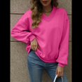 thumbnail image 4 of Sudadera con Capucha para Mujer, de Gran Tamaño, con Cuello en V, Informal, Cómoda, Básica, Moda de Otoño 2025. Rosa Roja M, 4 of 9