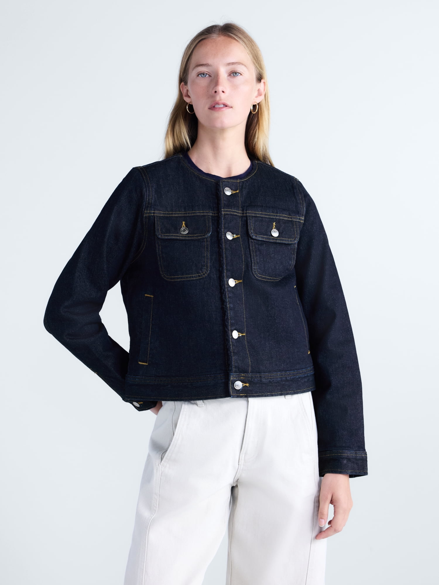 Free Assembly Women’s and Women’s Plus Faux Shearling Denim Jacket, Sizes XS-4X