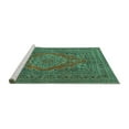 thumbnail image 2 of Ahgly Company Machine Washable Indoor Square Medallion Turquoise Blue Traditional Area Rugs, 4' Square, 2 of 4