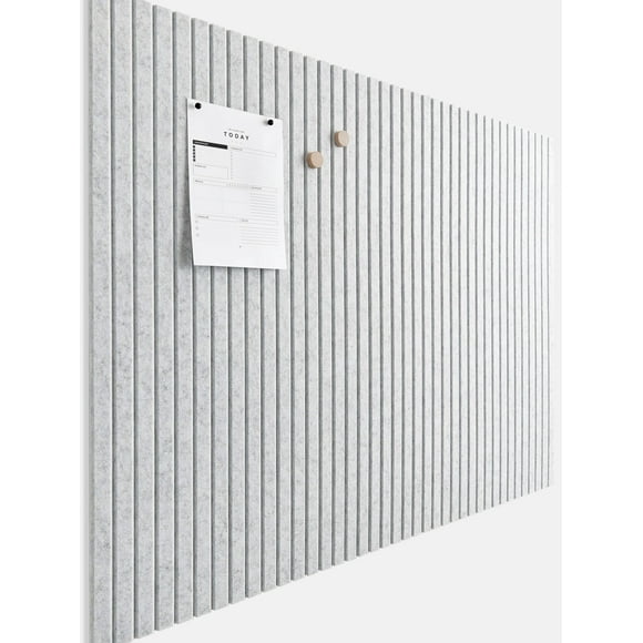 VIVELDA Large Cork Board for Office Black Felt Board Alternative - Slat Wall Paneling, Felt bulletin board tiles for office wall decor, Push pin board Wall