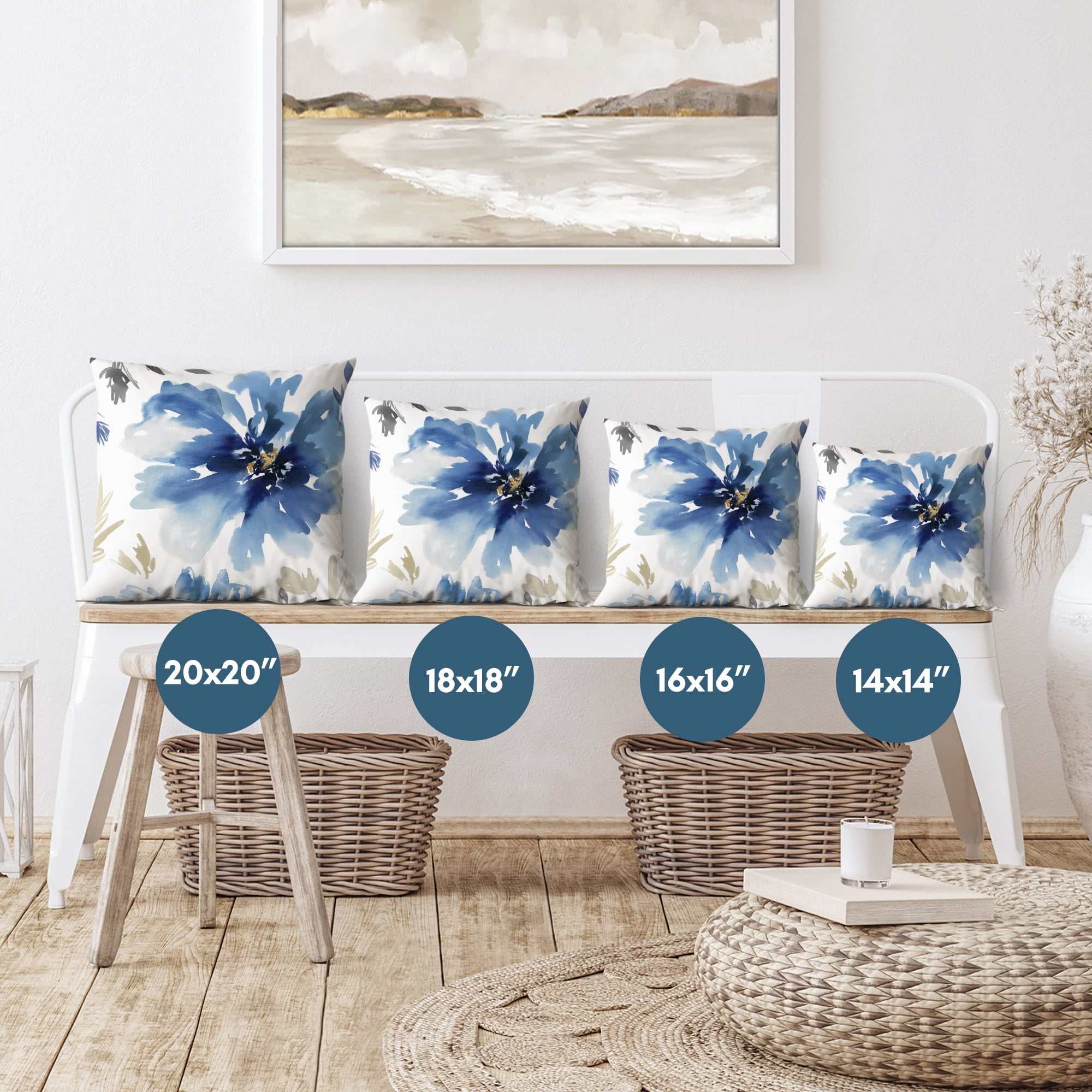 Americanflat 20"x20" Floral Throw Pillow with Premium Polyester