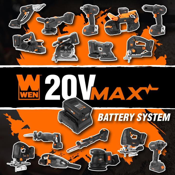 WEN 20V Max Variable Speed Cordless Brushless Drywall Sander (Tool Only – Battery Not Included)