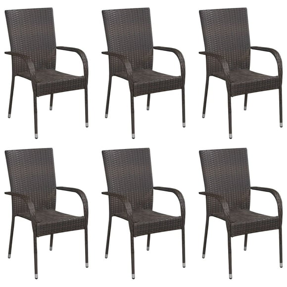 vidaXL Stackable Outdoor Chairs 6 pcs Poly Rattan Brown