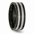 thumbnail image 4 of Titanium 8mm Black IP-plated with Carbon Fiber Inlay Polished Band Size: 9; for Adults and Teens; for Women and Men, 4 of 6