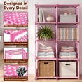 thumbnail image 6 of HONEIER Bookshelf, 8-Cube Storage Organizer, 5-Tier Open Bookcase for Bedroom Living Room Office, Pink, 6 of 9