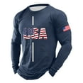 thumbnail image 2 of Letdown 1 Pack Men's Long Sleeve T Shirts U_S_A Letter Print Crew Neck Baseball Tops Raglan Athletic Casual Tees Casual Wear (03-Navy, L), 2 of 5